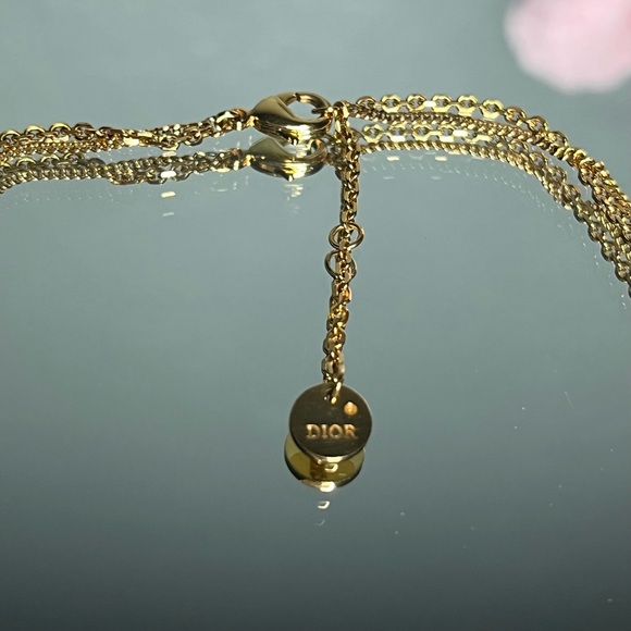 Christian Dior Petit CD Double Necklace Gold Metal Finish and Crystals - Picture 10 of 15